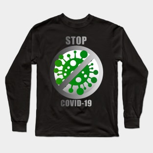 Stop COVID-19 (dark background) Long Sleeve T-Shirt